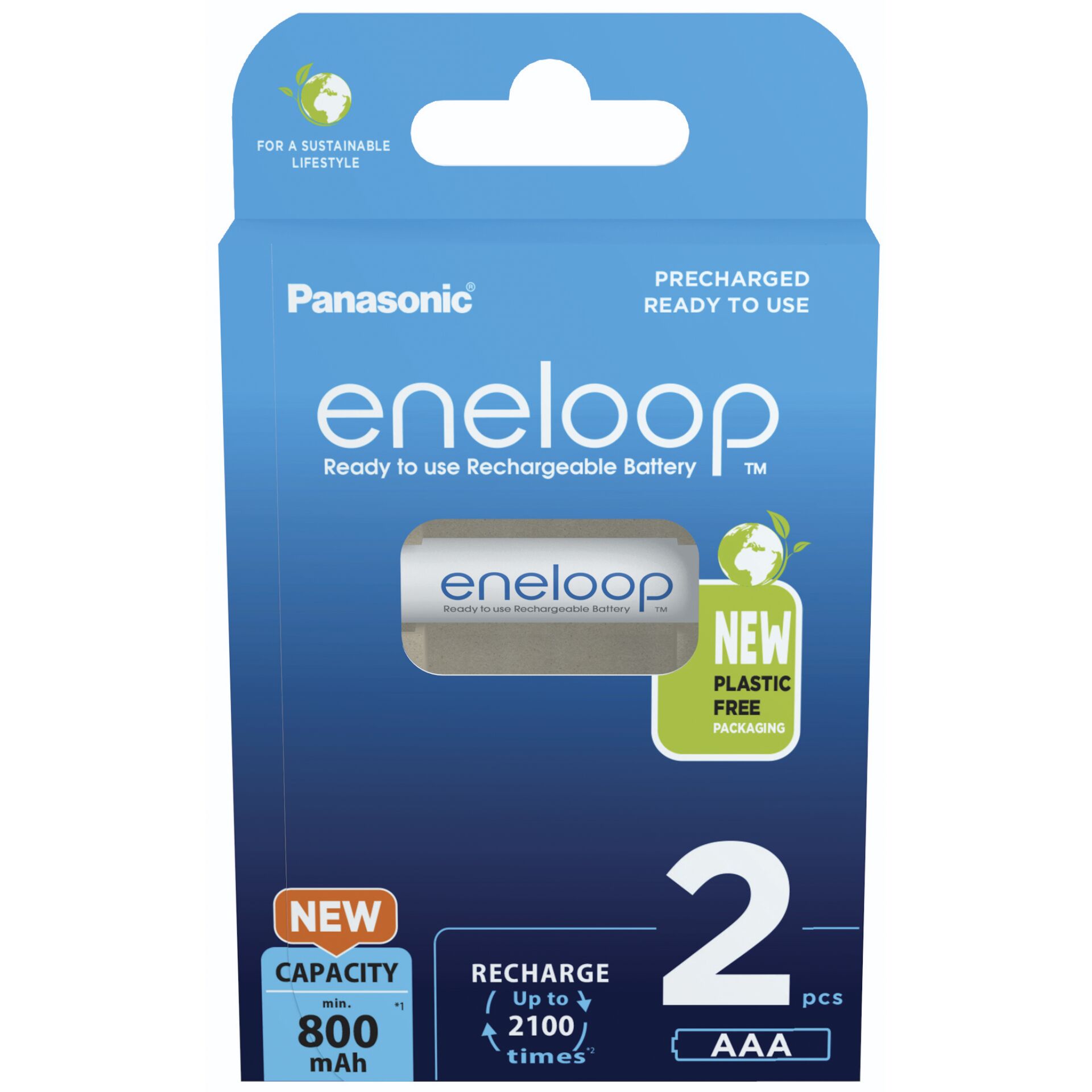 1x2 Panasonic Eneloop Micro AAA 800mAh Ni-MH        BK-4MCDE