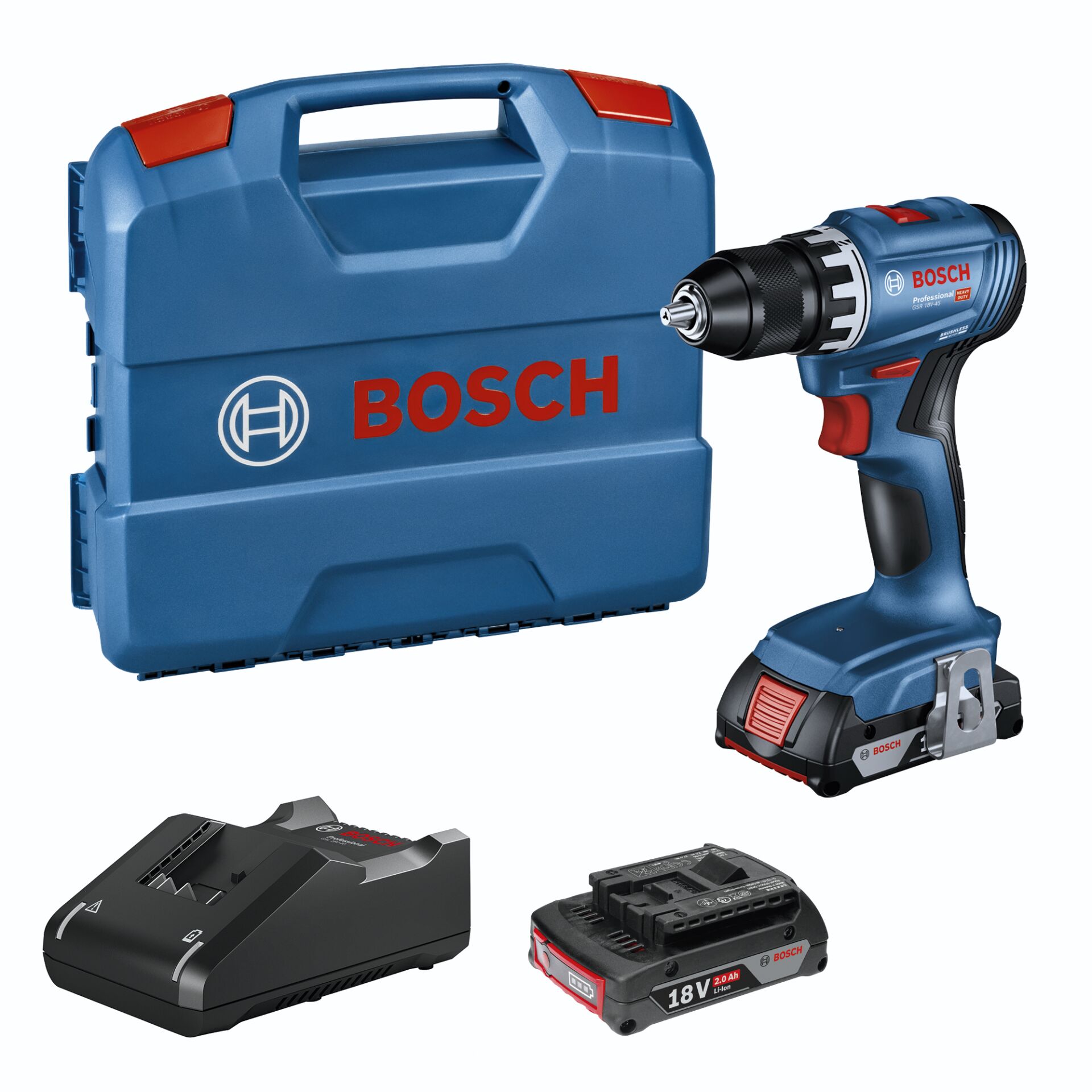 Bosch GSR 18V-45 (2x2,0Ah, 82AC, L-Case